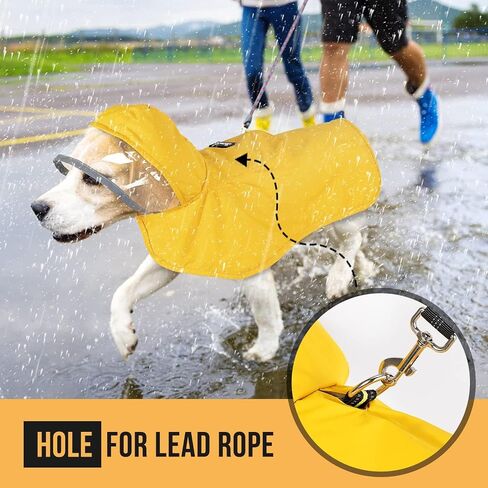 Lukovee Dog Raincoat, Adjustable Dog Rain Jacket with Clear Hooded Double Layer for Large Medium Small Dogs Puppies, Waterproof Dog Rain Coat Poncho with Reflective Storage Pocket & Rim (Yellow, M) in Saudi Arabia