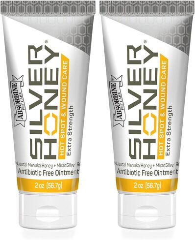Absorbine Silver Honey Hot Spot & Wound Care Ointment 2oz Tube, Manuka Honey & MicroSilver BG, Medicated for Dogs, Cats, Small Animals in Kuwait