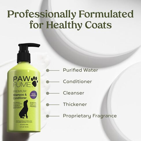 Pawfume Dog Shampoo and Conditioner – Hypoallergenic Dog Shampoo for Smelly Dogs – Best Dog Shampoos & Conditioners – Probiotic Pet Shampoo for Dogs – Best Dog Shampoo for Puppies (Royal Lavender) in Saudi Arabia