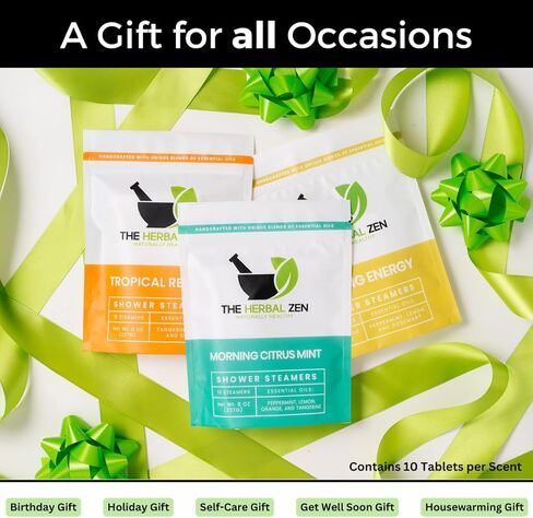 مجموعة أجهزة الاستحمام بالبخار السائبة مع الزيوت العطرية من شركة The Herbal Zen (3 عبوات تحتوي كل منها على 10 أقراص، مجموعة قيمة)، قنابل الاستحمام السائبة، هدية استرخاء للنساء والرجال، هدايا عيد الميلاد، حشو للجوارب in Kuwait