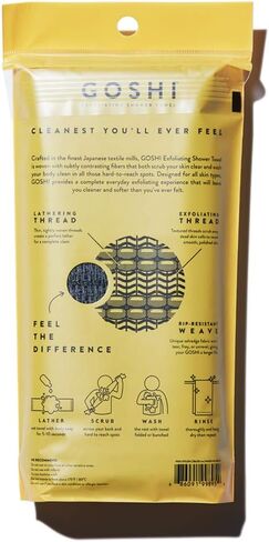 GOSHI Exfoliating Shower Towel - Rip-Resistant Exfoliating Washcloth for All Skin Types - Made in Japan in Saudi Arabia