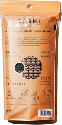GOSHI Exfoliating Shower Towel - Rip-Resistant Exfoliating Washcloth for All Skin Types - Made in Japan in Saudi Arabia