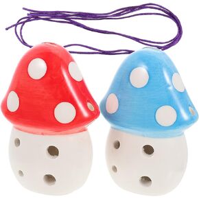 Vaguelly 2pcs 6 Holes Ocarina Mushroom Shape Masterpiece Collectible Alto C Ceramic Ocarina Music Instrument Gift Idea