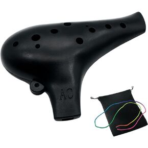 Aestivate Plastic Ocarina Instrument 12 Hole Ocarina Alto C 12-Hole Ocarina Instrument Easy Instrument for Children, Beginners (Black)