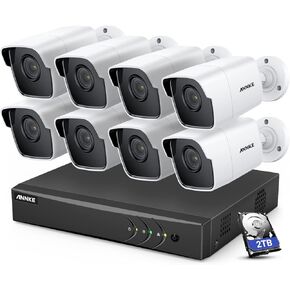 ANNKE 8CH 8 Camera Security System with AI Human/Vehicle Detection, 8 x 5MP IP67 Weatherproof Outdoor CCTV Cameras, 100 ft Night Vision with Smart IR & WDR for Home Surveillance, 2 TB Hard Drive