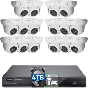 ONWOTE 16 Channel 4K PoE Security Camera System, AI Human Vehicle Detection, 16CH 8MP NVR 4TB, 16* 113° Outdoor Audio 6MP IP Cameras, 16CH Synchro Playback, Commercial CCTV Surveillance for Businesses