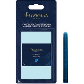 Waterman Large Size Ink Cartridges 8 Pack - Serenity Blue
