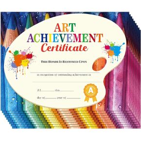 60 Pcs Art Achievement Certificate Art Award Certificate Art End of The Year Rewards Quarterly Awards Certificates of Achievement and Recognition for Teachers 8.5" x 11"