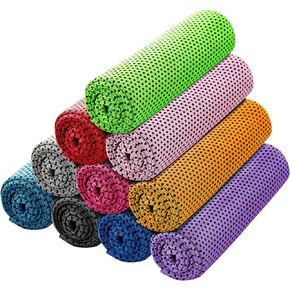 Ponpon 10pcs Cooling Towel Ice Towel Cooling Towels for Neck and Face Microfiber Cooling Towel for Gym, Travel, Yoga, Camping, Running, Outdoor Sport (10 Colors)