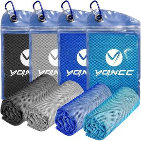 YQXCC 4 Pack Cooling Towels, Cool Towel, Soft Breathable Chilly Towel, Microfiber Ice Cold Towel for Yoga, Golf, Gym, Camping, Running, Fitness, Workout & More Activities