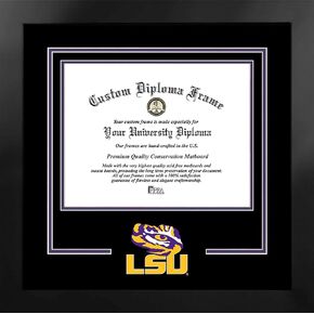 Campus Images NCAA LSU Tigers Unisex Spirit Diploma Manhattan Black Frame with Bonus Lithograph, Black, One Size