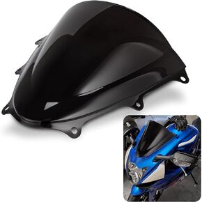 PSLER Windshield Windscreen Double Bubble for Suzuki GSXR600 GSXR750 K11 2011-2024 Black