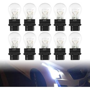 10 Pieces 3157 Light Bulb, 3157 Miniature Bulb Mini Bulb, Automotive Brake Light Turn Signal Side Marker Tail Light Bulb Standard Replacement, Plastic Base for Brake Lights, Amber