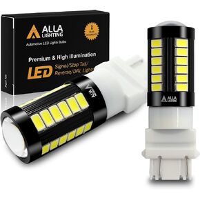 Alla Lighting 2800lm 3156 3157 LED Turn Signal Lights Bulbs, Amber Yellow T25 4157 5702 3457 AK 3757 NAK Blinker Lamps Replacement Xtreme Super Bright 12V 5730 33-SMD