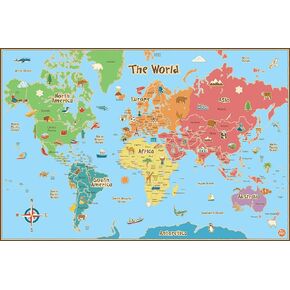 Wall Pops WallPops WPE0624: Kids World Dry Erase Map Decal
