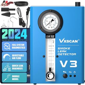 Automotive EVAP Smoke Machine Leak Detector V4, Vacuum Leakage Tester with Digital Pressure Gauge & Air Flowmeter, Fuel Pipe Diagnostic Tester for All 12V Cars, Motorcycles, Trucks, Boats, ATVs
