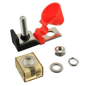 HUAREW MRBF Terminal Fuse Block Kit (Fuse Included), 250A 58V DC Maximum, Single Stud 5/16" (M8) Compact Marine Rated Battery Fuse,IP66 Waterproof