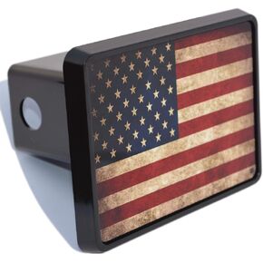 Rogue River Tactical USA American Flag Trailer Hitch Cover Plug US Patriotic Vintage Rustic Flag