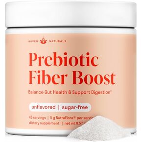 Prebiotic Fiber Powder - Unflavored & Sugar Free | 45 Servings | Organic Soluble Fiber Supplement to Support Digestion, Gut Health & Help Maintain Regularity - 1 Scoop of Unflavored Fiber Powder Daily