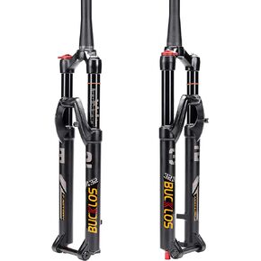 BUCKLOS 26/27.5/29 inch MTB Fork 120mm Travel, 1-1/8" Straight/Tapered Mountain Bike Fork Rebound Adjust, 15mm×100mm Axle, Manual Lockout Air Shocks