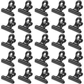 30 Pack Bulldog Clips 1.25 Inches Small Hinge Paper Clips Metal Hinge Clips for Crafts, Food Bags, Drawings, Photos at Home Kitchen & Office Usage, Black, 31mm