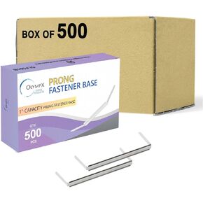 500 Pcs of 1" Capacity Premium Metal Prong Paper Fastener Bases, 2.75 Inch Base for Paper File Clip Folder Accessories, Pack of 5 Boxes, 100 Bases per Box