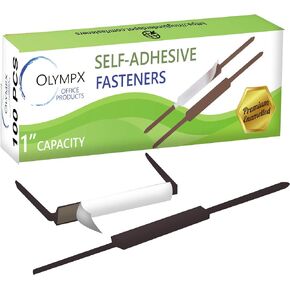 OLYMPX 100 Pcs of 1" Capacity Premium Self Adhesive Prong Paper Fastener Bases, 2.75 Inch Center for Paper File Clip Folder Accessories, 100 per Box