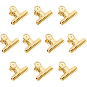 Gold Bull Hinge Paper Clips - Coideal 10 Pack 2 Inch Stainless Steel Large Metal Binder Clips for Pictures Photos, Home Kitchen, Office Supplies (50 mm)