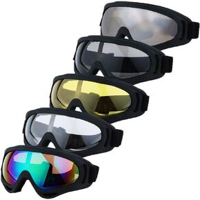 LJDJ Motorcycle Goggles - Glasses Set of 5 - Dirt Bike ATV Motocross Anti-UV Adjustable Riding Offroad Protective Combat Tactical Military Goggles for Men Women Kids Youth Adult