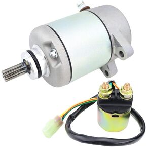 Starter Motor & Solenoid Relay fit for Honda 350 Fourtrax Rancher TRX350FE TRX350FM TRX350TE TRX350TM 2000-2006, replace for 18607, 31200-HN5-671 31200-HN5-A81 31200-HN5-M01, SMU0215 41054038