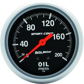 Auto Meter 3422 Sport-Comp Mechanical Oil Pressure Gauge,2.625 in.