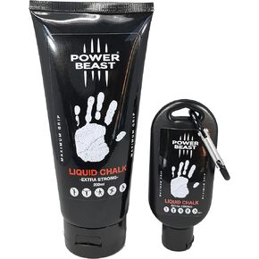 POWER BEAST Liquid Chalk, 2 Bottles Combo of 200 + 50 ML, Liquid Sports Chalk, Free Professional Hand Grip for Gym, Weightlifting, Rock Climbing, Gymnastics, Crossfit, Powerlifting, Pole Dance.
