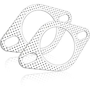 2 PCS Car Modified Exhaust Pipe Interface Gaskets, 3In Metal High Temperature Exhaust Gasket Replacement, Universal Automotive Seal Fasten Gasket Accessories for Trucks SUVs Cars (Silver)