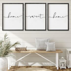 Heiple Set of 3 Framed Farmhouse Home Sweet Home Sign 11"x14" Above Bed Wall Decor for Bedroom Decor and Living Room Wall Art Wood Signs (Brown, 11''x14)