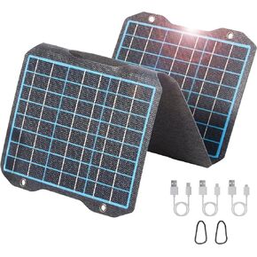 21W Solar Charger QC and DC 2USB Ports, IP68 Waterproof Solar Panel for Smartphone Headphone Tablets, Compatible with iPhone 12/11/Xs/X/8, iPad, Samsung Galaxy, Huawei P/Mate, Google Pixel