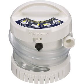 Attwood 4140-4 WaterBuster® Portable Pump, Submersible, Battery Powered, 200 GPH, 42-Inch Hose, 5 ¼-Inch Diameter
