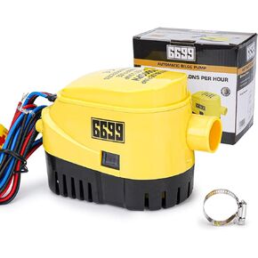 6699 Automatic Boat Bilge Water Pump 12v 1500GPH Auto with Float Switch Submersible Boat Bilge Pump for Boat Yacht Recreational Vehicle BGP 1500