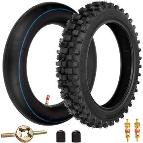 FVRITO 80/100-12 3.00-12 Back Rear Tire And Inner Tube for 90cc 110cc 125cc SSR Honda CRF XR70 CR60R KLX110 KX60 Suzuki DRZ DS80 JR80 RM50 PW80 TTR YZ60 65SX Off Road Motocross Pit Dirt Bike