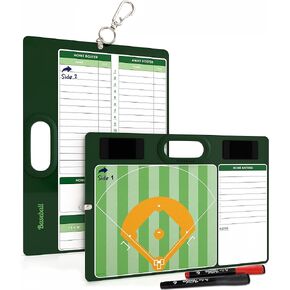 Baseball Dry Erase Board for Coaches 15x10.5 Double Sided Baseball Lineup Board Whiteboard Coaching Accessories Equipment 2 White Board Markers for Softball Accessories the Baseball Score Keeping Book