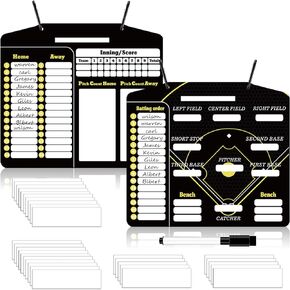 Engrowtic Magnetic Baseball Lineup Board for Dugout Metal Baseball Coaching Clipboard Softball Coaching Equipment with 30 Pcs Lineup Cards 2 Pcs Strong Clips and Erasable Pen for Batting (Green)
