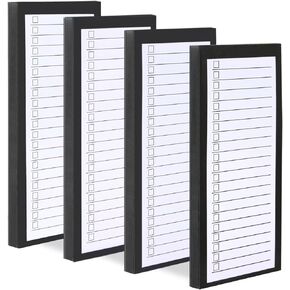 4 Pack Magnetic Notepads for Refrigerator，200 Pages Grocery List Magnet Pad for Fridge,Full Magnet Back Design Grocery List Pad for Fridge，Black Large Magnetic Memo Pads for Shopping List, to-Do List