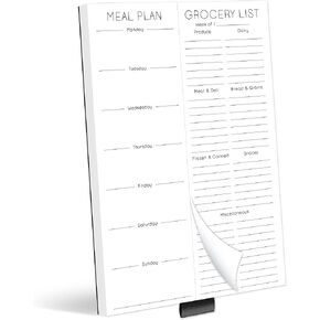 Evercio Meal Plan & Grocery List Magnetic Notepad for Refrigerator | For Shopping Lists Planner Organizer Memo Note Pad for Fridge | Kitchen Gift for Mother, Girlfriend | 7x10 Inches, 52 Sheets