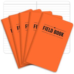 Elan Publishing Company Field Notebook/Pocket Journal - 3.5"x5.5" - Orange - Lined Memo Book - Pack of 5
