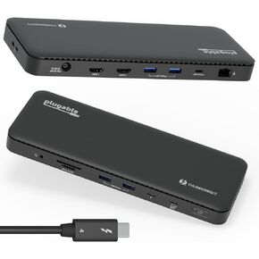 Plugable Thunderbolt 4 Dock with 100W Charging, Thunderbolt Certified, Laptop Docking Station Dual Monitor Single 8K or Dual 4K HDMI for Windows and Mac, 4X USB, Gigabit Ethernet (TBT4-UD5)