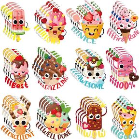 300 Pcs Scratch and Sniff Sticker for Kids Smelly Scented Motivational Stickers Reward Stickers Teacher Stickers Incentive Positive Stickers for Student Classroom Chart School Supplies (Ice Cream)