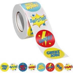 Reward Stickers for Teachers.1000 PCS Superhero Stickers for Kids in 8 Designs.1Inch School Stickers on Sheets.Teacher Supplies for Classroom, Motivational Stickers, Classwork Award Stickers.