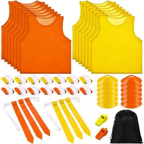 14 Player 3 Flag Football Set 14 Nylon Mesh Pinnies Jerseys 14 Flag Football Belt 12 Cones for Teens Training