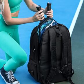 Pickleball & Tennis Racket Bag for Men & Women- All in One Sports backpack- Ample Storage Stores your Rackets, Laptop, Shoes & other Pickleball accessories- Portable Bag with Adjustable Straps