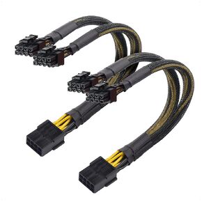 Cable Matters 2-Pack PCIe 8 Pin إلى Dual 8 Pin (6+2) محول طاقة PCIe لوحدات معالجة الرسومات - 9 بوصات (8 Pin PCIe Cable GPU، كابل PCIe مزدوج 8 Pin)