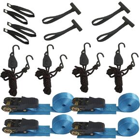 Canoe Ratchet Tie Strap -4 PK -12 FT -1000 LB Breaking Strength - Used for Moving Canoes, skis, Canoes, and paddleboards